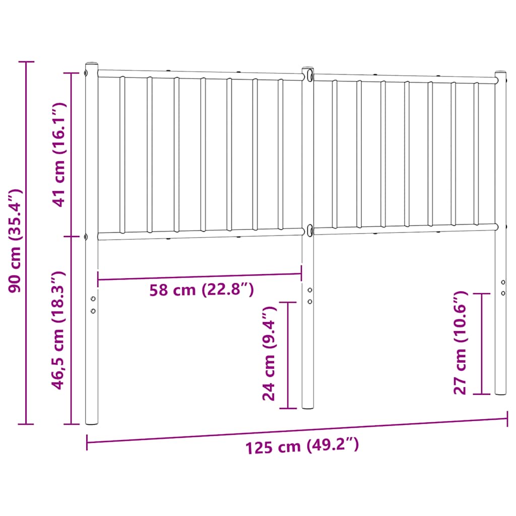 Metalno zamjensko uzglavlje crno 120 cm