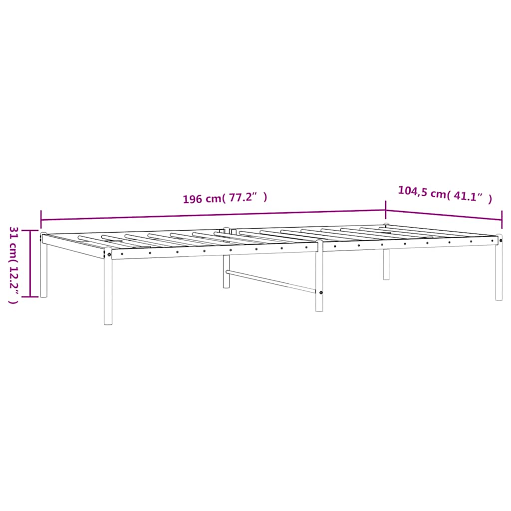 Metalni okvir za krevet bijeli 100x190 cm