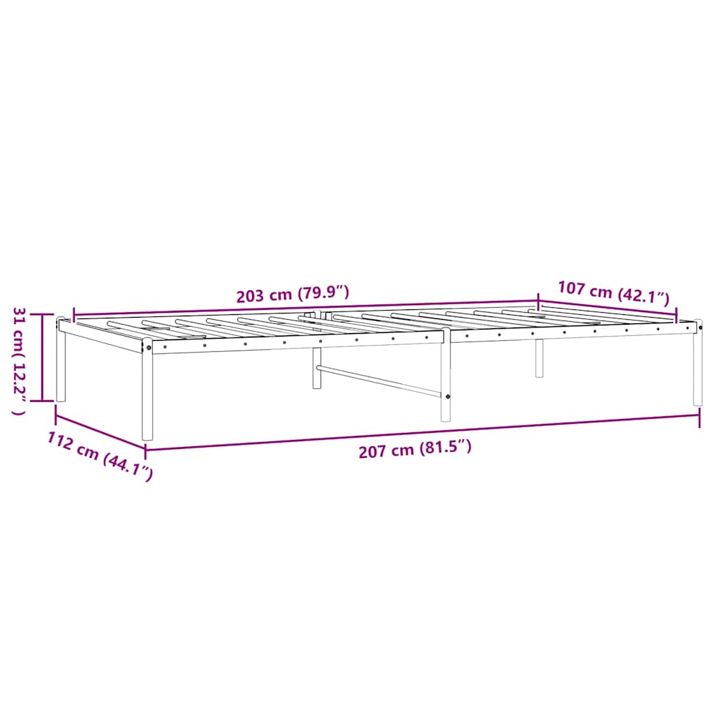 Metalni okvir za krevet bijeli 107x203 cm