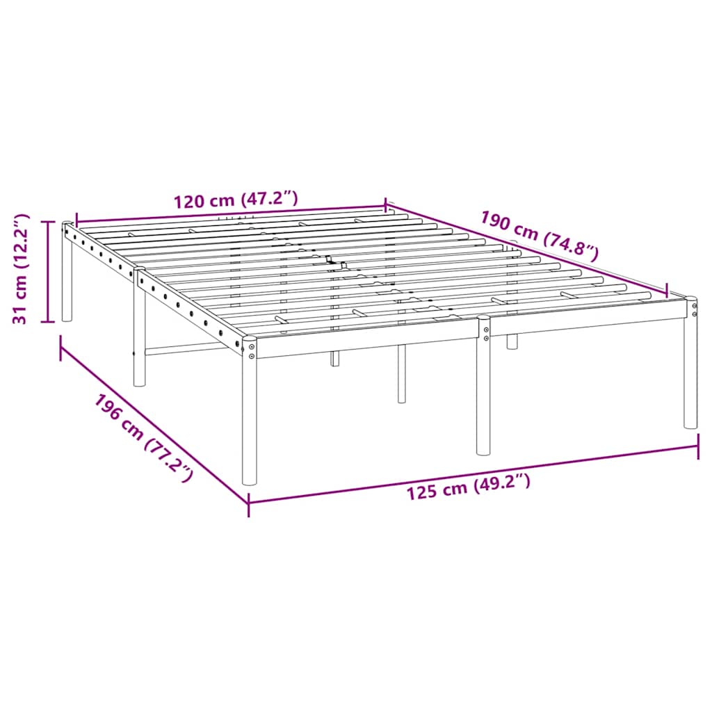 Metalni okvir za krevet bijeli 120 x 190 cm