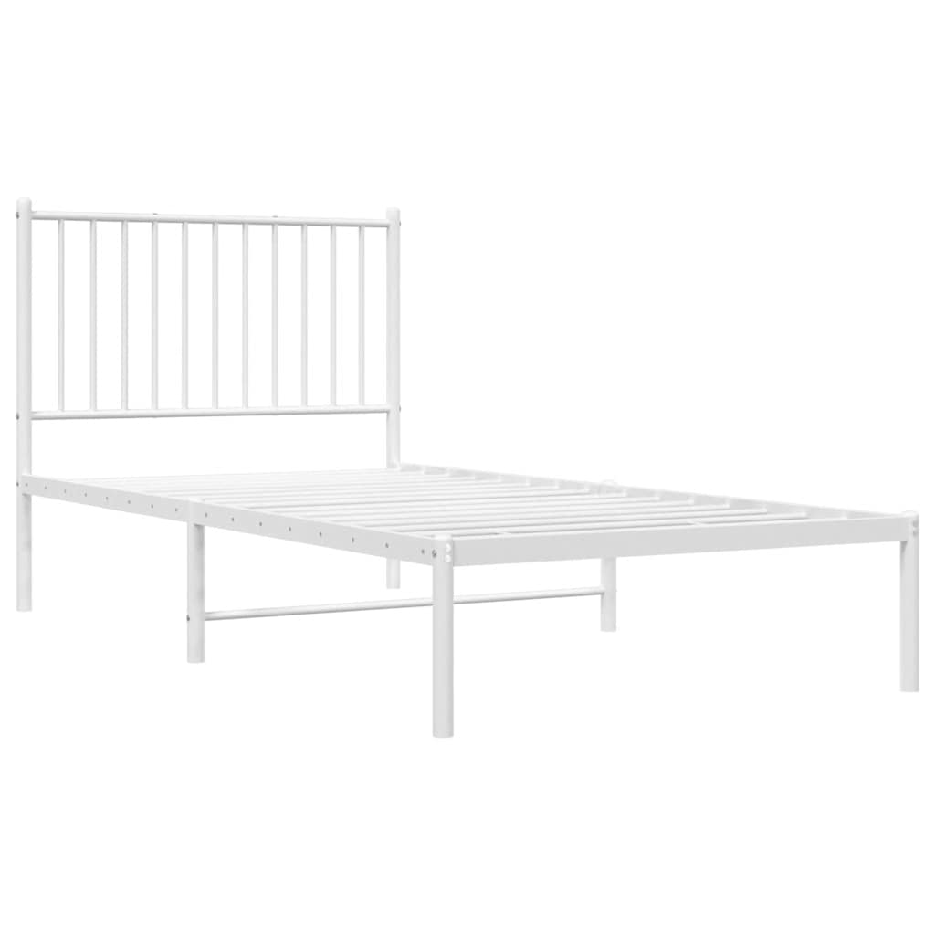 Metalni okvir za krevet s uzglavljem bijeli 90 x 190 cm