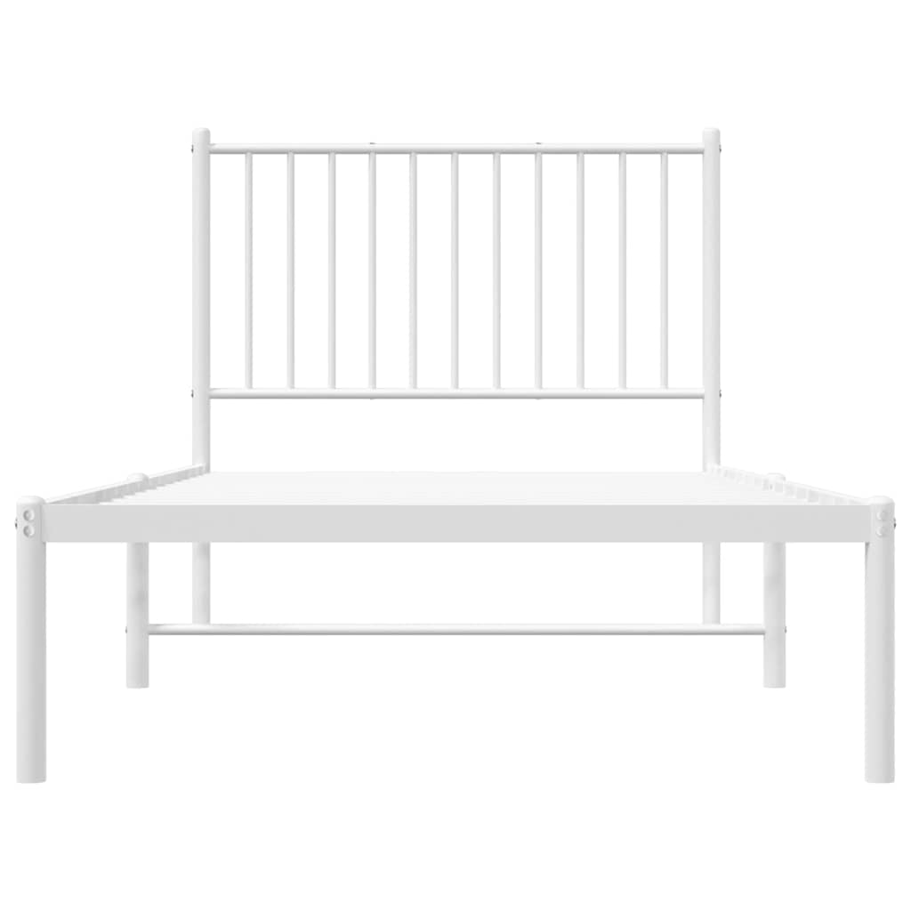 Metalni okvir za krevet s uzglavljem bijeli 90 x 190 cm