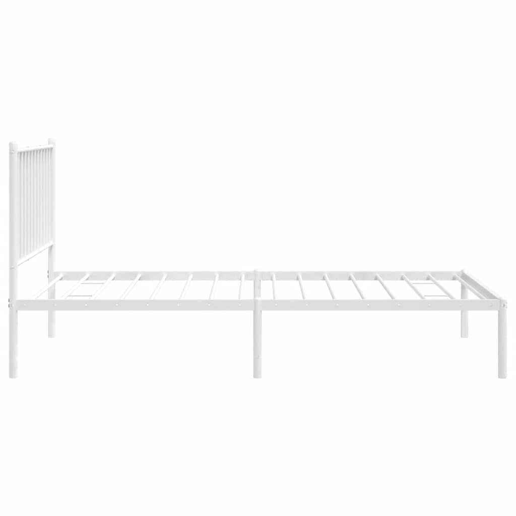 Metalni okvir za krevet s uzglavljem bijeli 90 x 190 cm