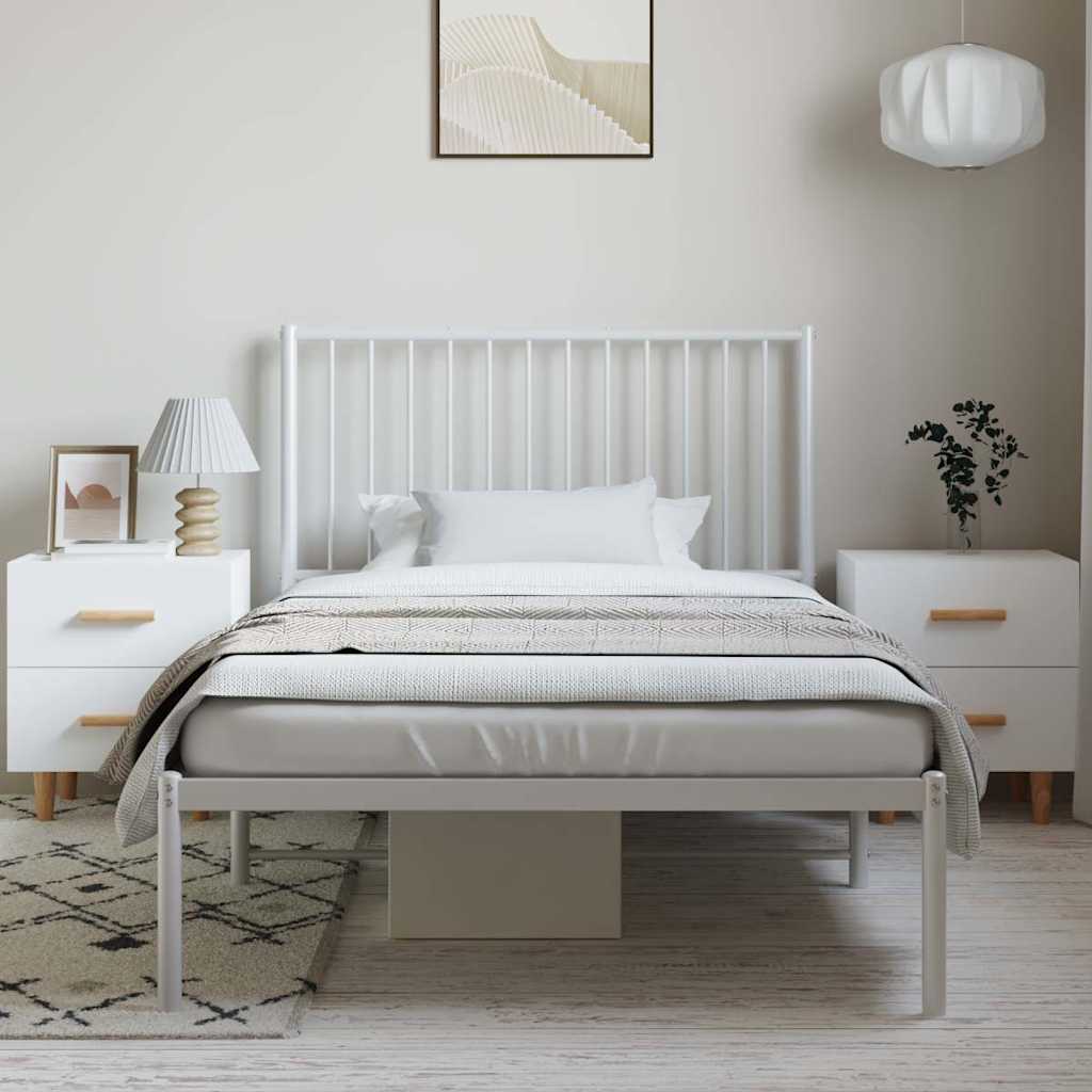 Metalni okvir za krevet s uzglavljem bijeli 100x200 cm