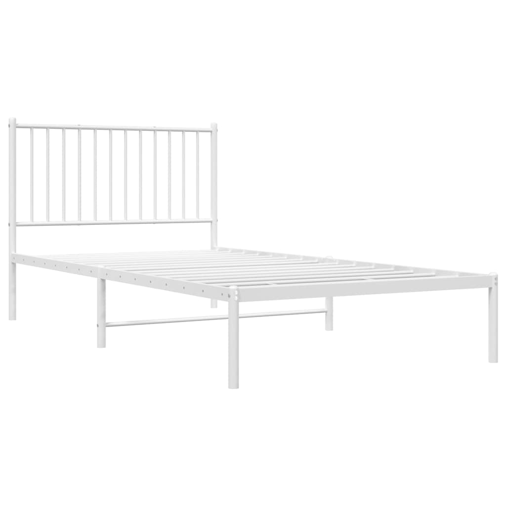 Metalni okvir za krevet s uzglavljem bijeli 100x200 cm