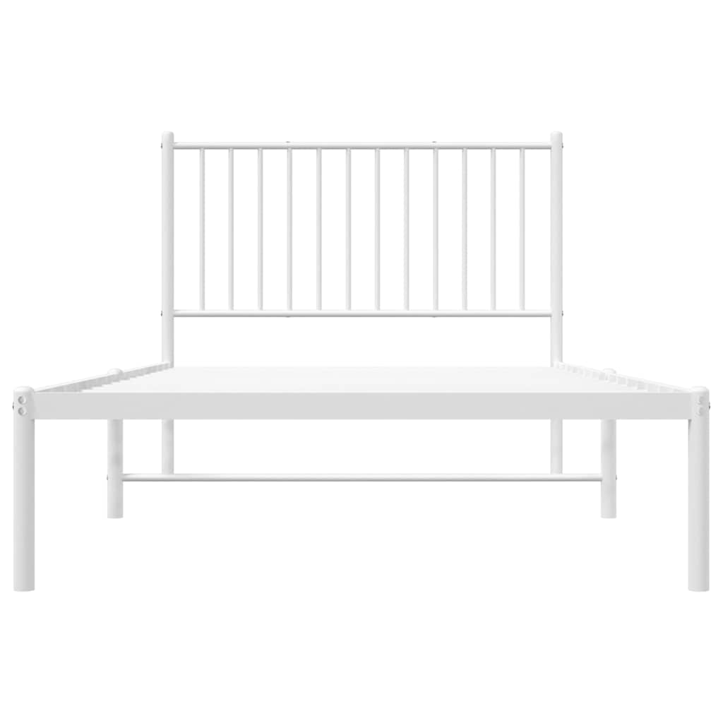 Metalni okvir za krevet s uzglavljem bijeli 100x200 cm