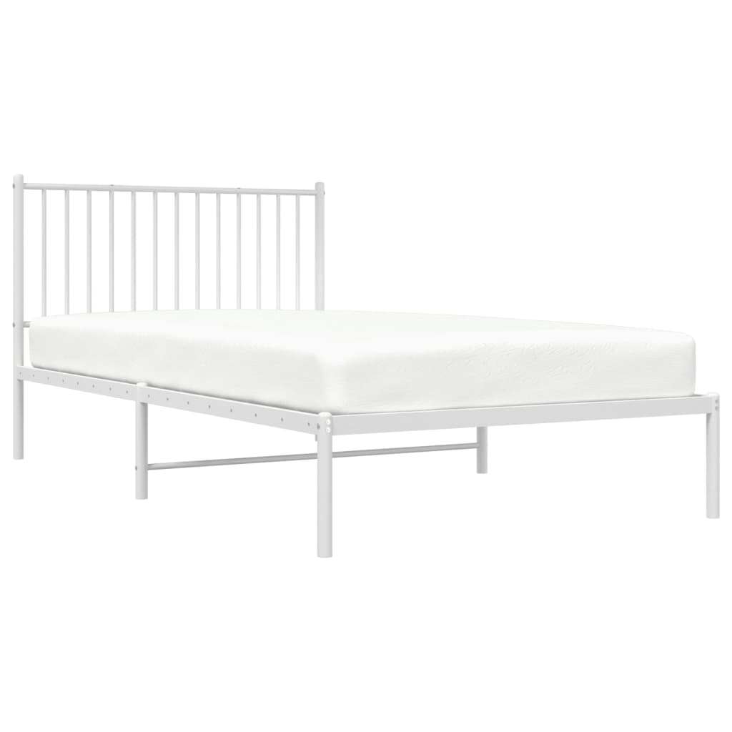Metalni okvir za krevet s uzglavljem bijeli 107x203 cm