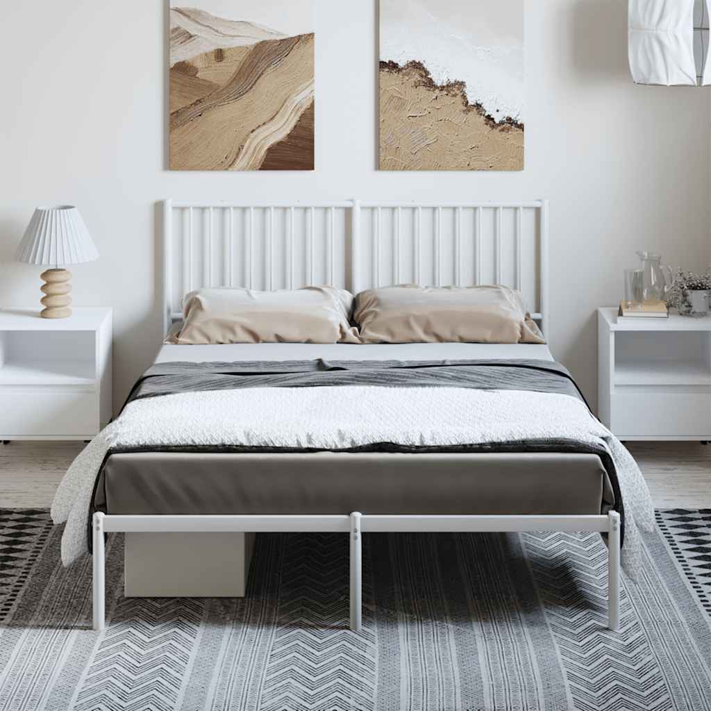 Metalni okvir za krevet s uzglavljem bijeli 135x190 cm
