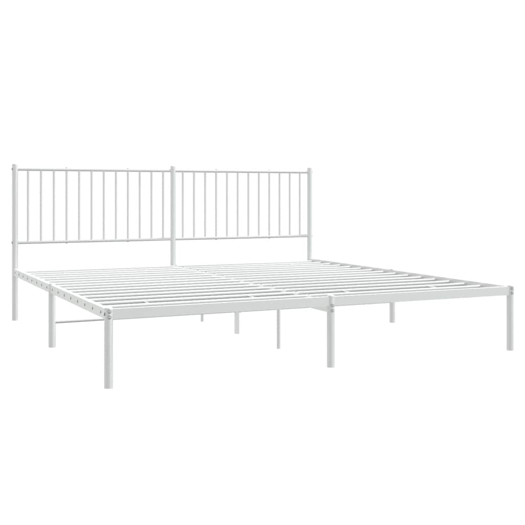 Metalni okvir za krevet s uzglavljem bijeli 193x203 cm
