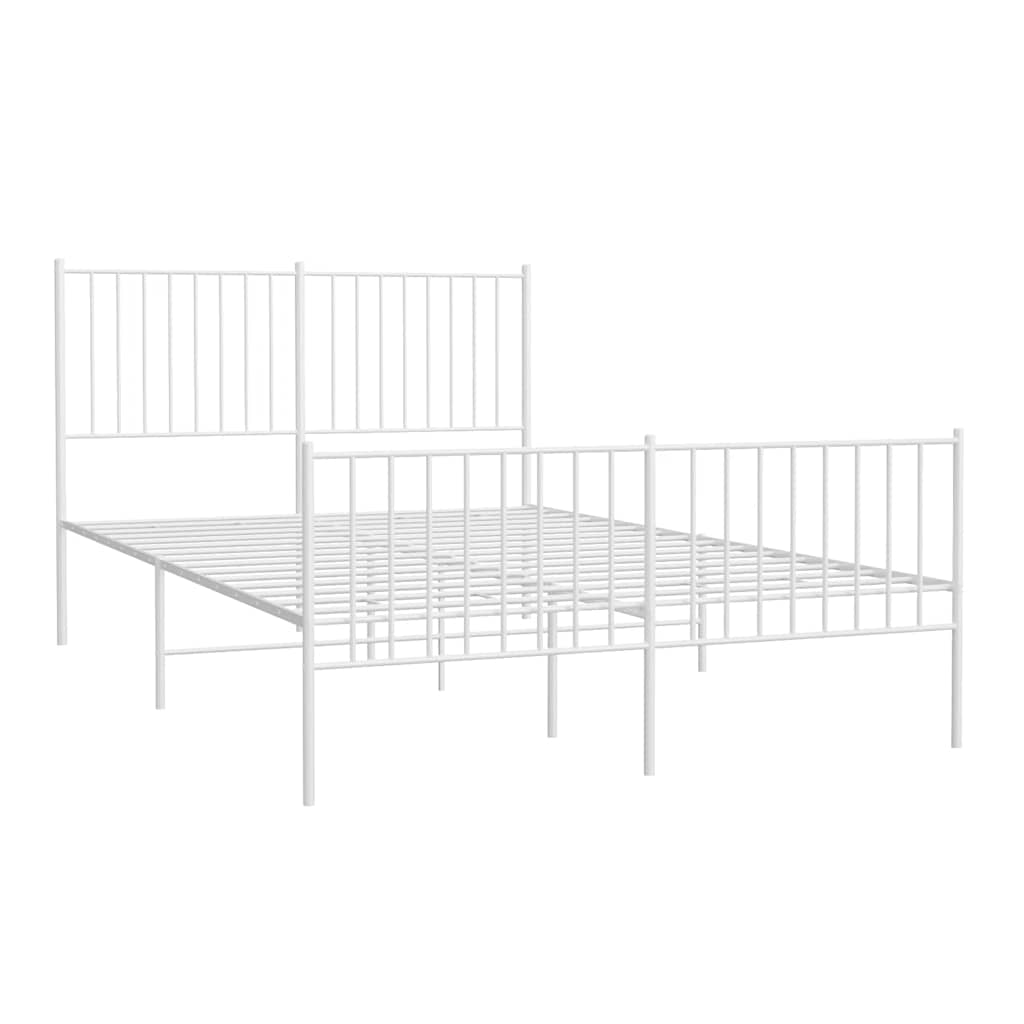 Metalni okvir kreveta uzglavlje i podnožje bijeli 140 x 190 cm