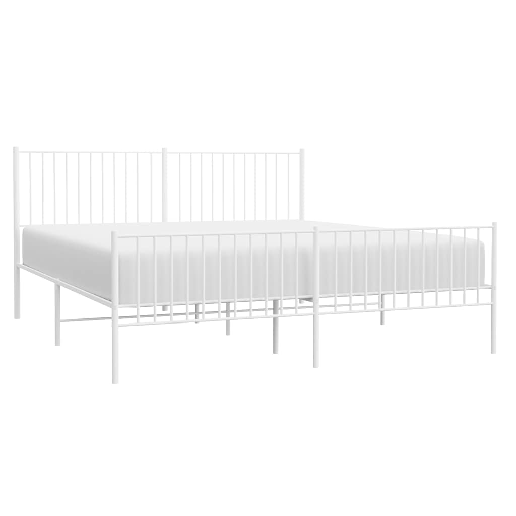Metalni okvir kreveta uzglavlje i podnožje bijeli 183x213 cm