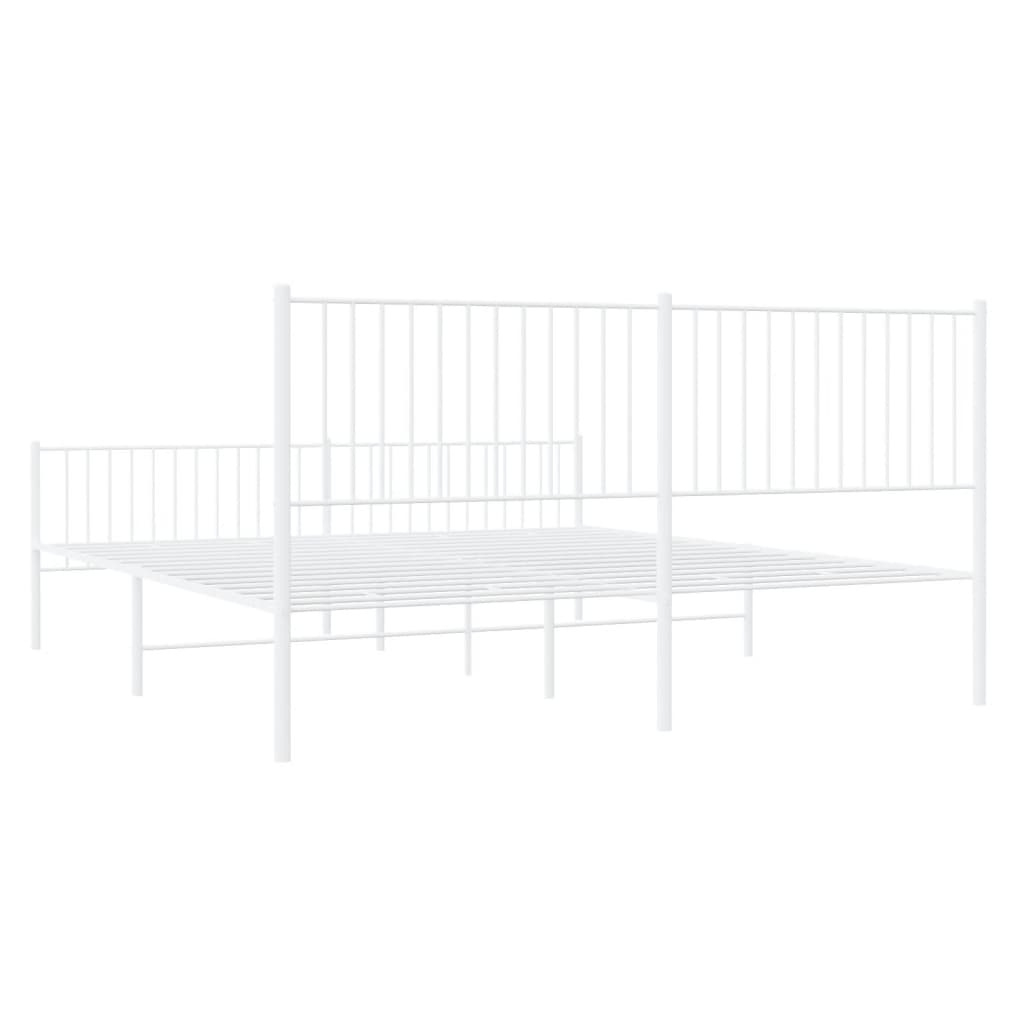 Metalni okvir kreveta uzglavlje i podnožje bijeli 200x200 cm