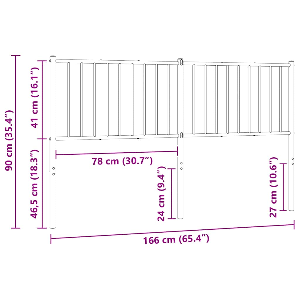 Metalno zamjensko uzglavlje bijelo 160 cm