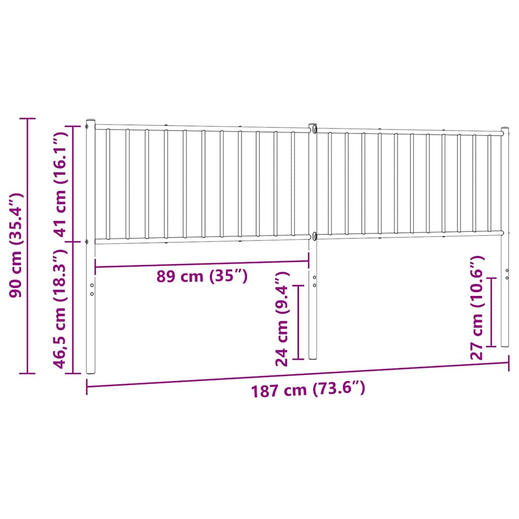 Metalno zamjensko uzglavlje bijelo 180 cm