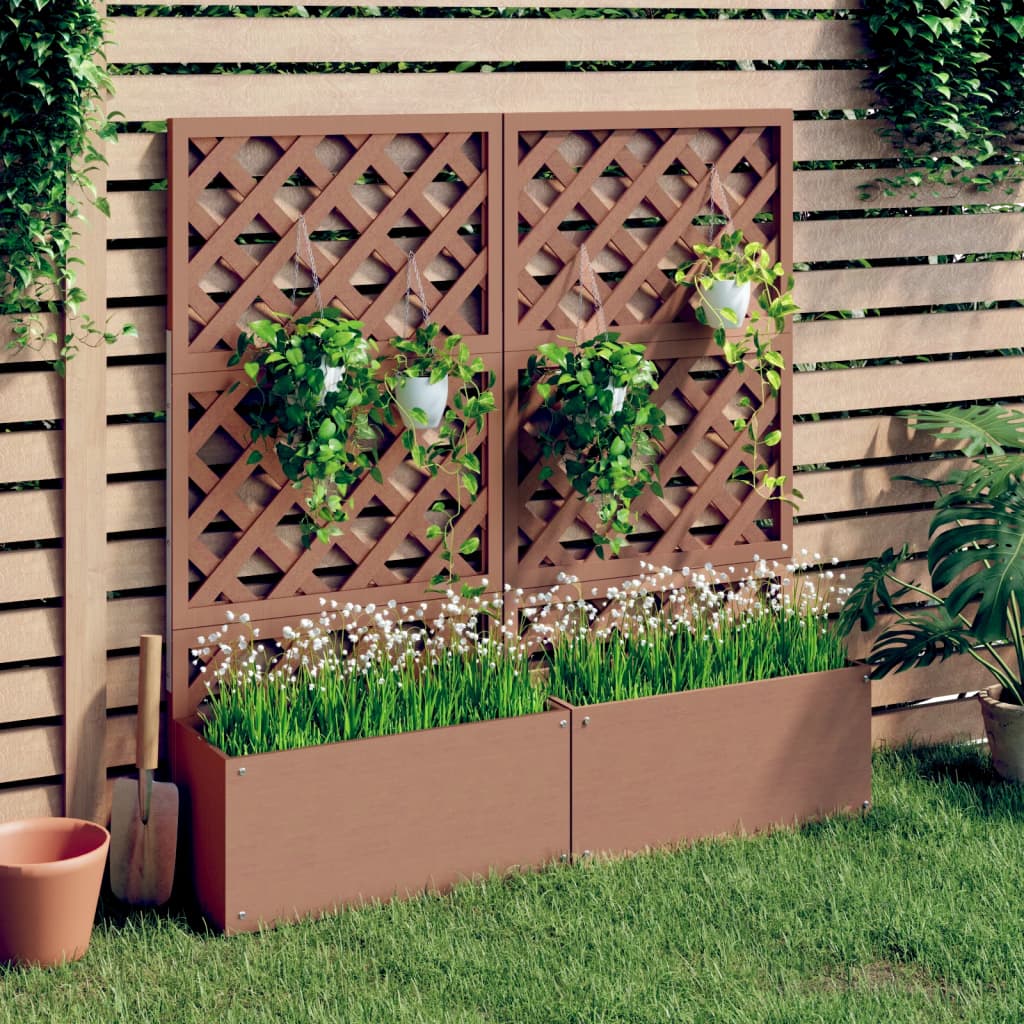 Sadilice s rešetkom 2 kom smeđe 65 x 33 x 135 cm WPC