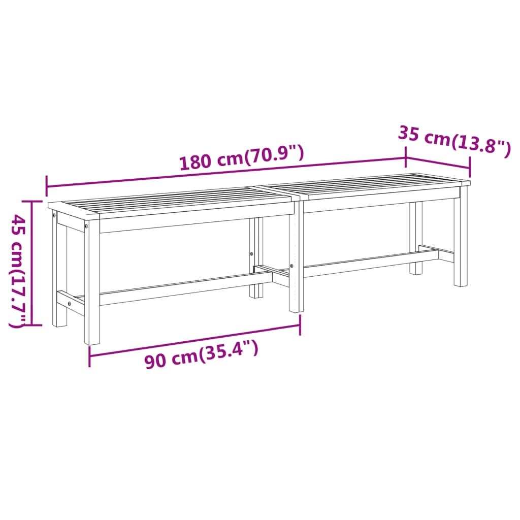 Vrtna klupa 180 x 35 x 45 cm od masivnog bagremovog drva
