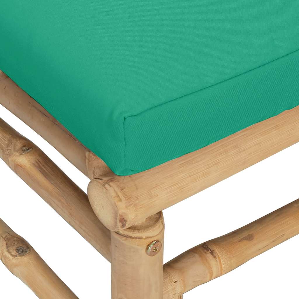 Kutna vrtna sofa od bambusa sa zelenim jastucima