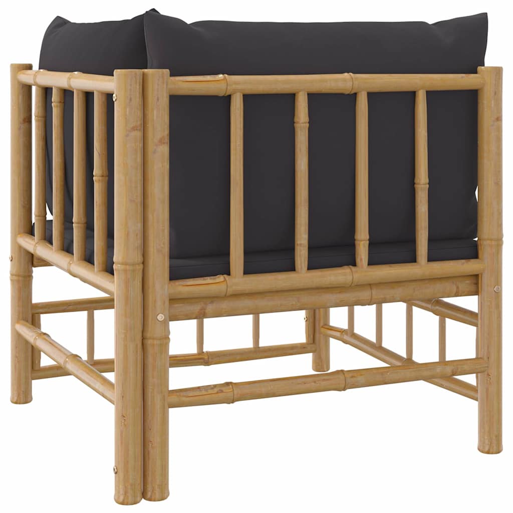 Kutna vrtna sofa od bambusa s tamnosivim jastucima