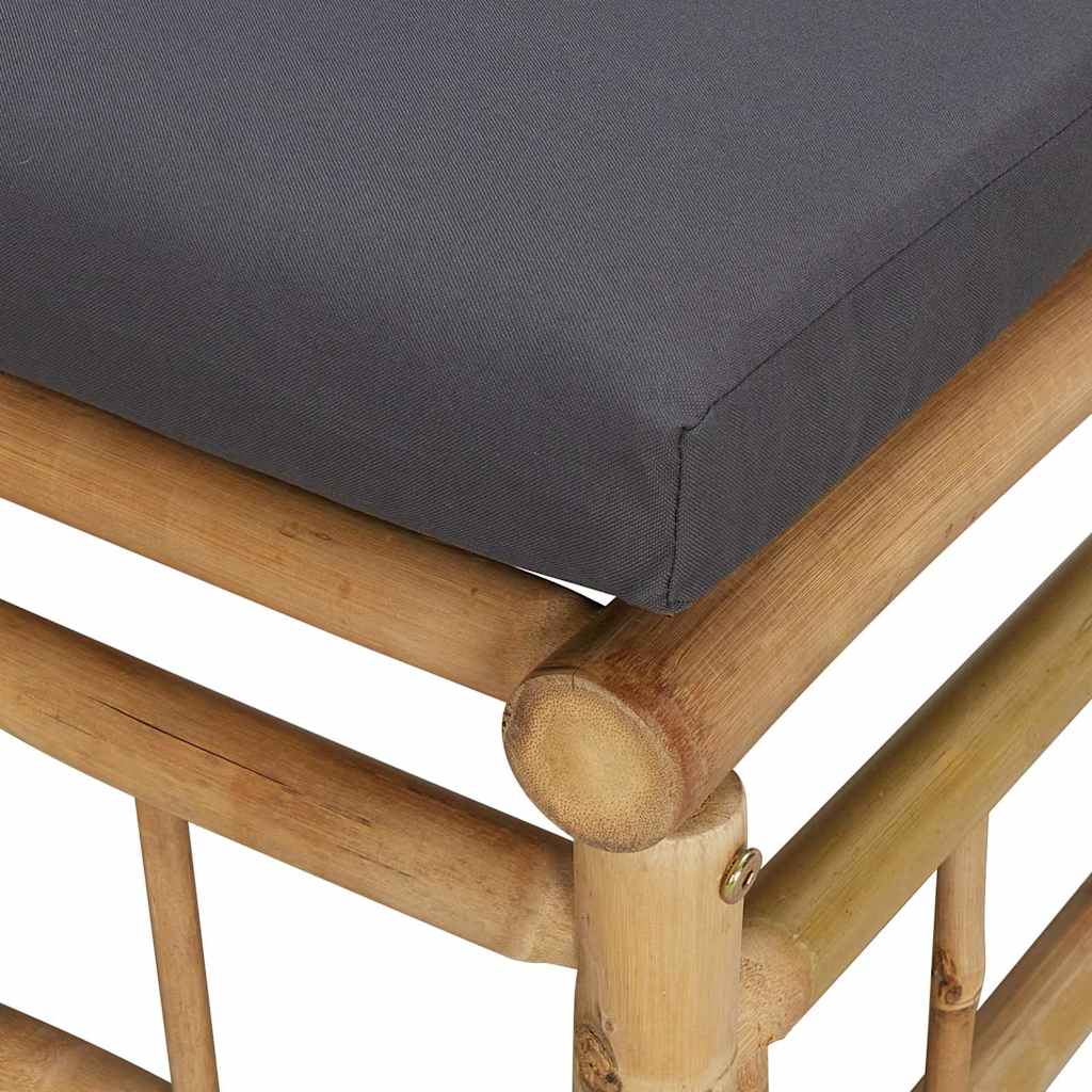 Kutna vrtna sofa od bambusa s tamnosivim jastucima