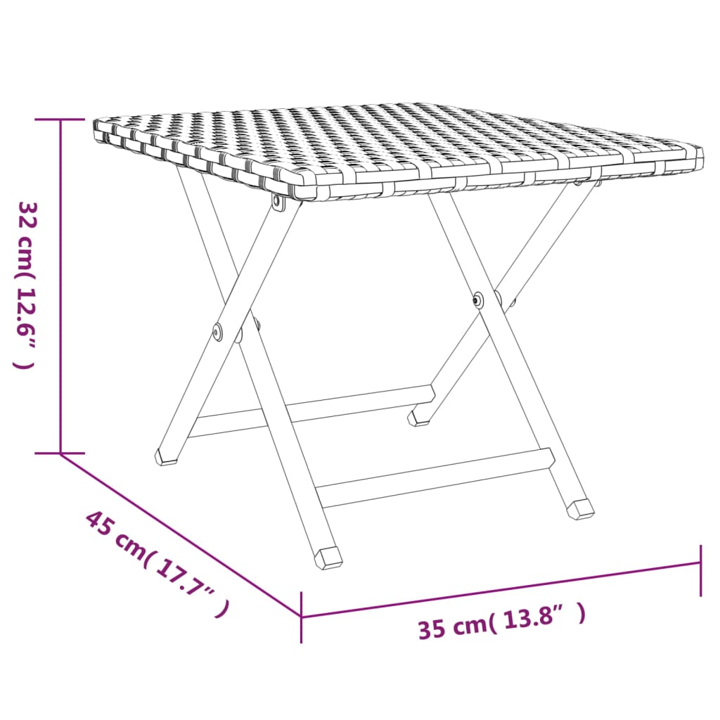 Sklopivi stol crni 45 x 35 x 32 cm od poliratana