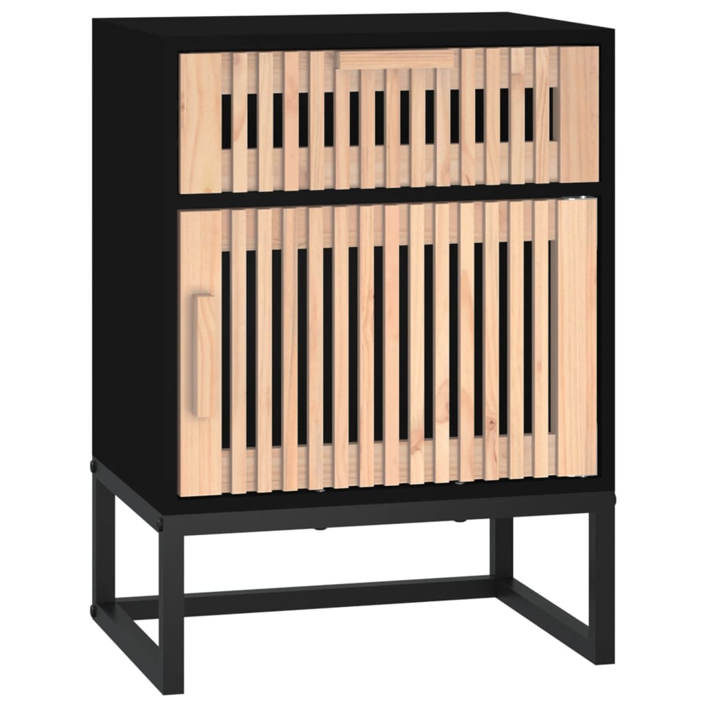 Noćni ormarić crni 40x30x55,5 cm konstruirano drvo i željezo