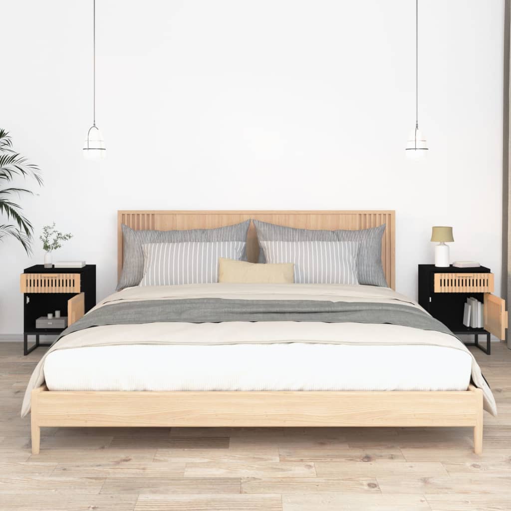 Noćni ormarići 2 kom crni 40 x 30 x 55,5 cm od drva i željeza