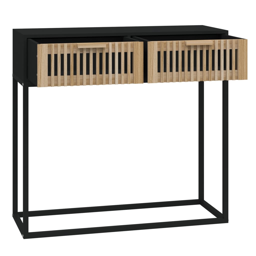 Konzolni stol crni 80x30x75 cm od konstruiranog drva i željeza