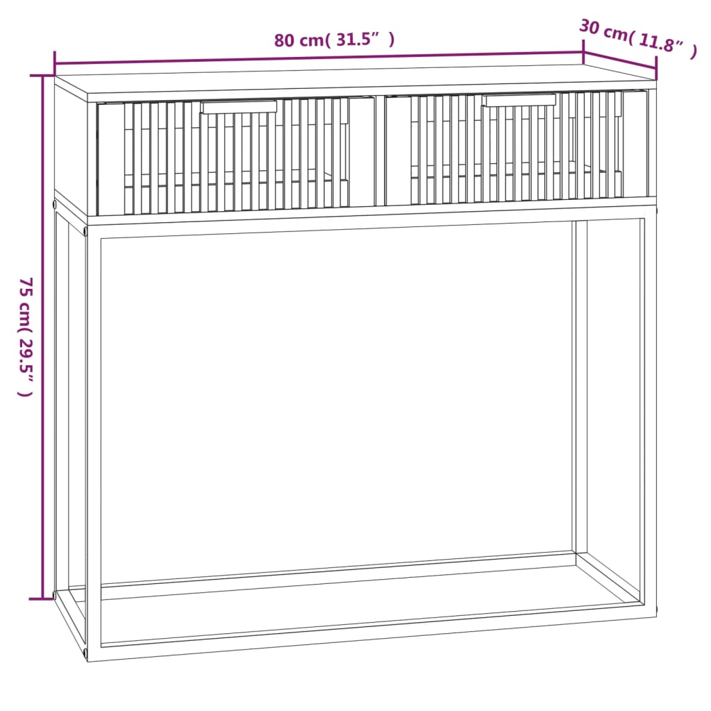 Konzolni stol crni 80x30x75 cm od konstruiranog drva i željeza