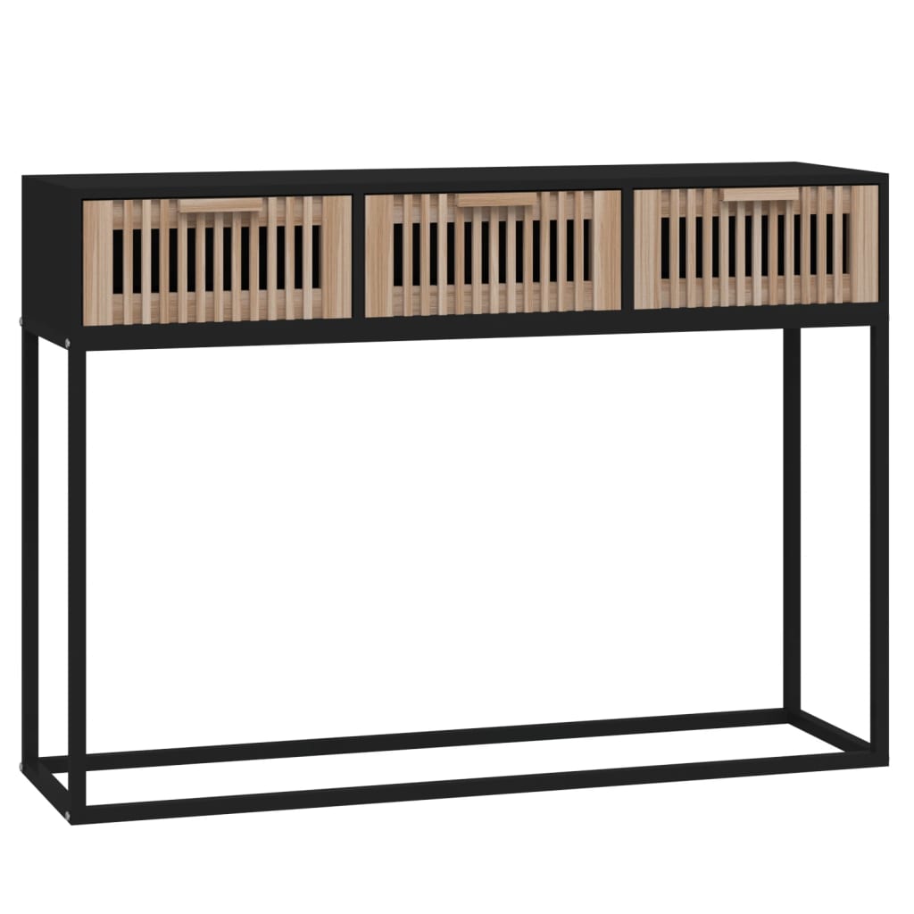 Konzolni stol crni 105x30x75 cm od konstruiranog drva i željeza