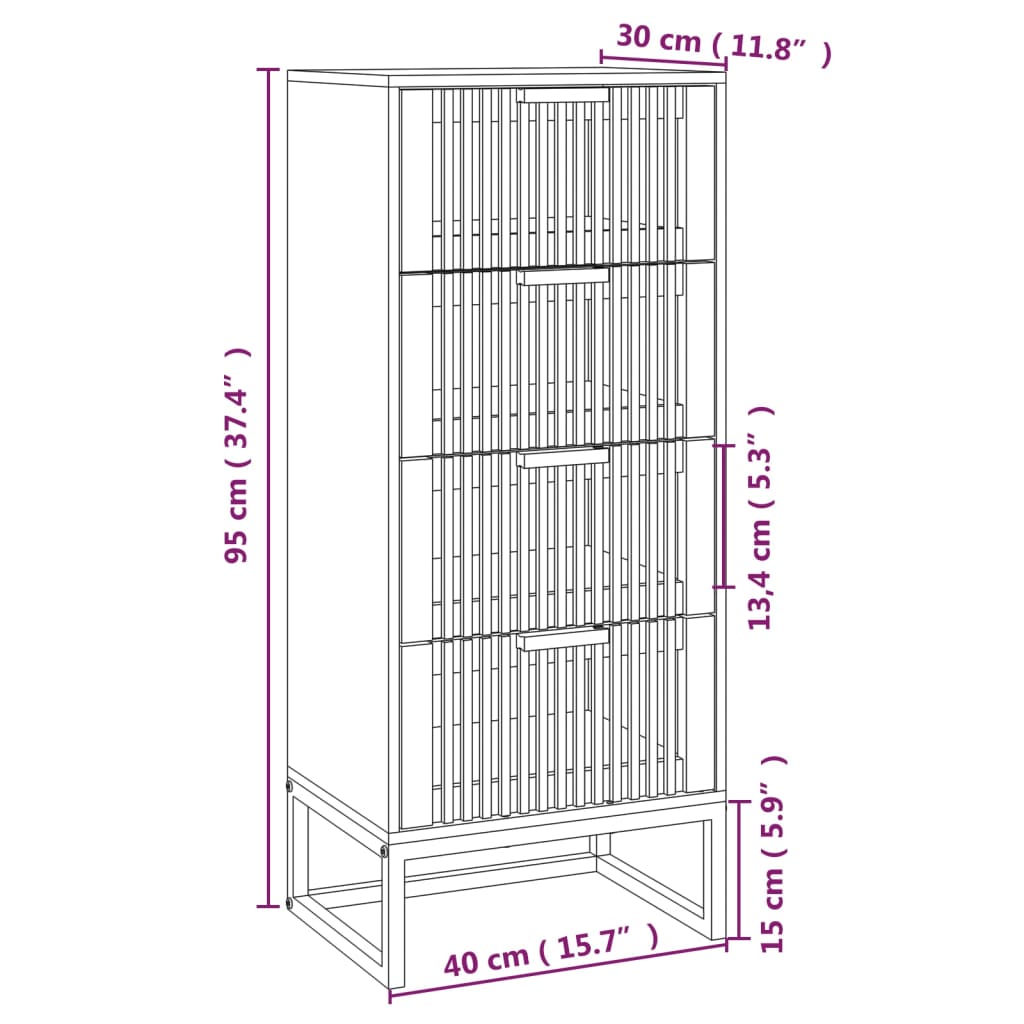 Visoka komoda crna 40 x 30 x 95 cm od konstruiranog drva
