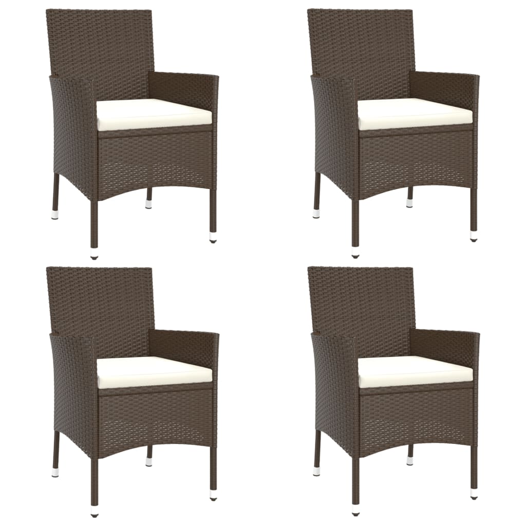 Vrtne stolice s jastucima 4 kom. smeđe od poliratana (samo za UK/IE/FI/NO)