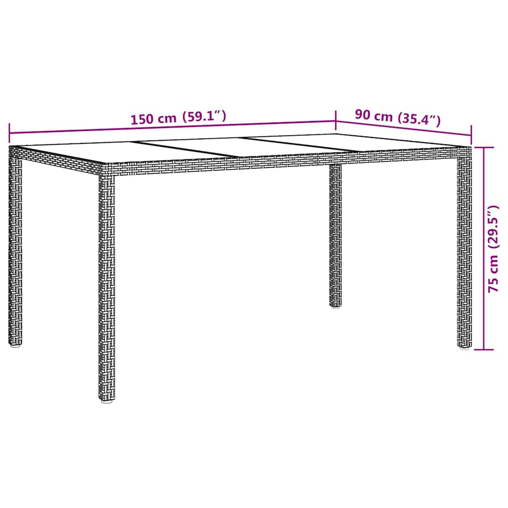 Stol za vrt Siva 150 x 90 x 75 cm poliratan