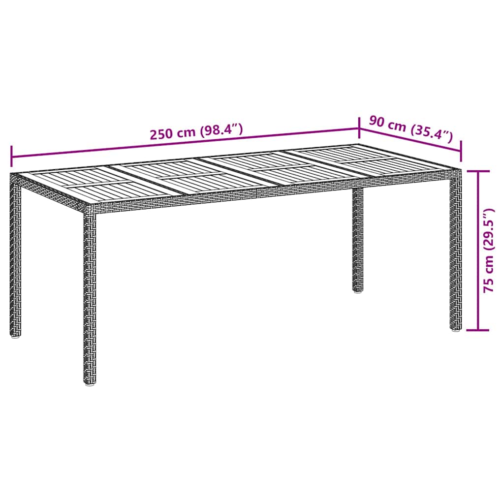 Stol za vrt Crna 190 x 90 x 75 cm poliratan