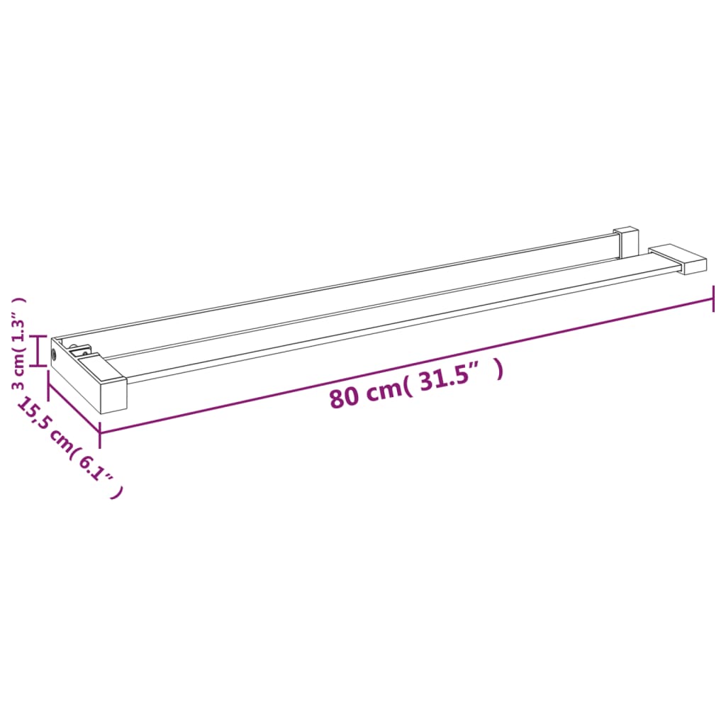 Polica za zid tuš-kabine crna 80 cm aluminijska