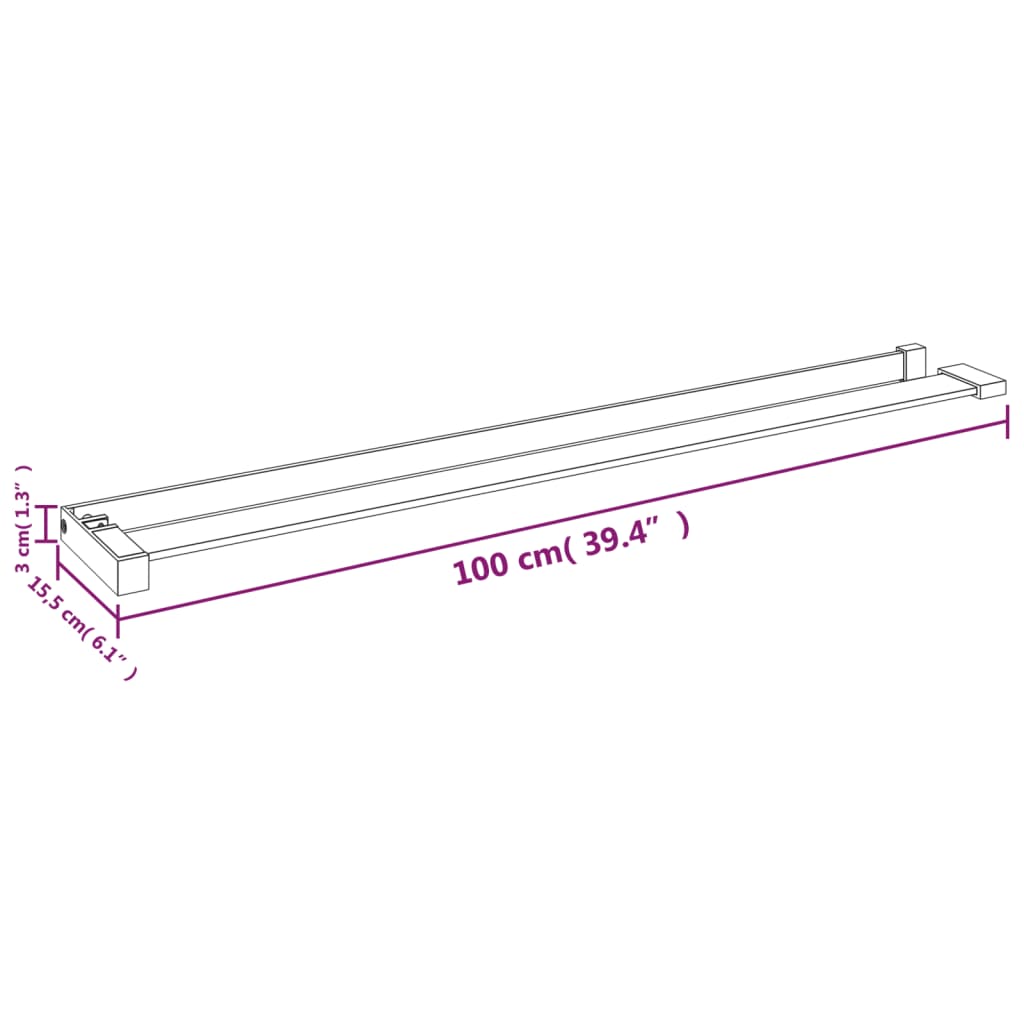 Polica za stijenku tuš-kabine kromirana 100 cm aluminijska