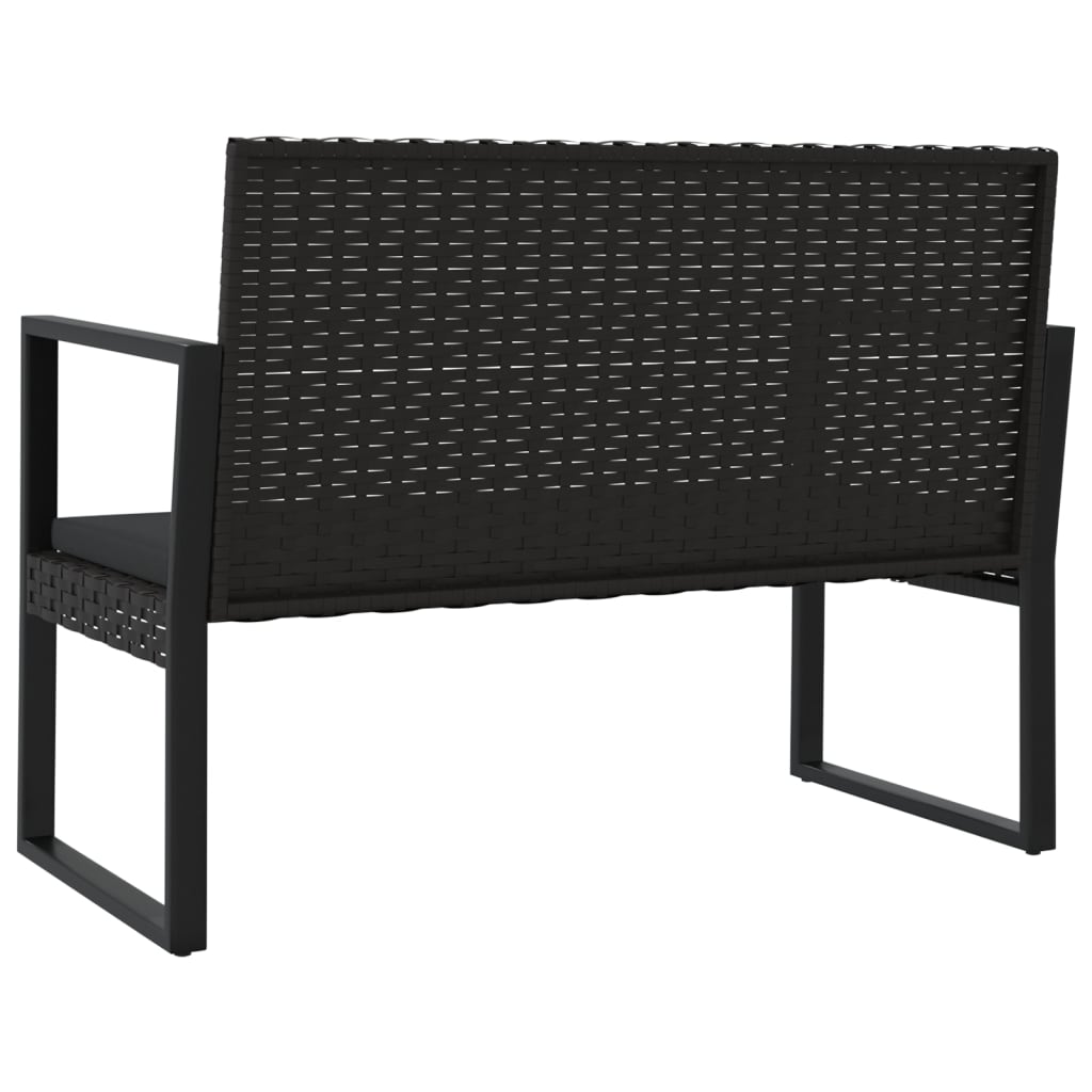 Vrtna klupa s jastucima crna 106 cm od poliratana