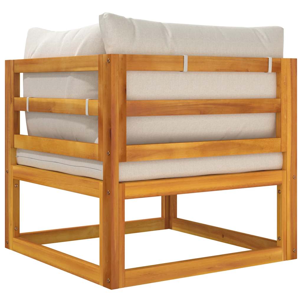 Modularna kutna sofa sa svjetlosivim jastucima od drva bagrema