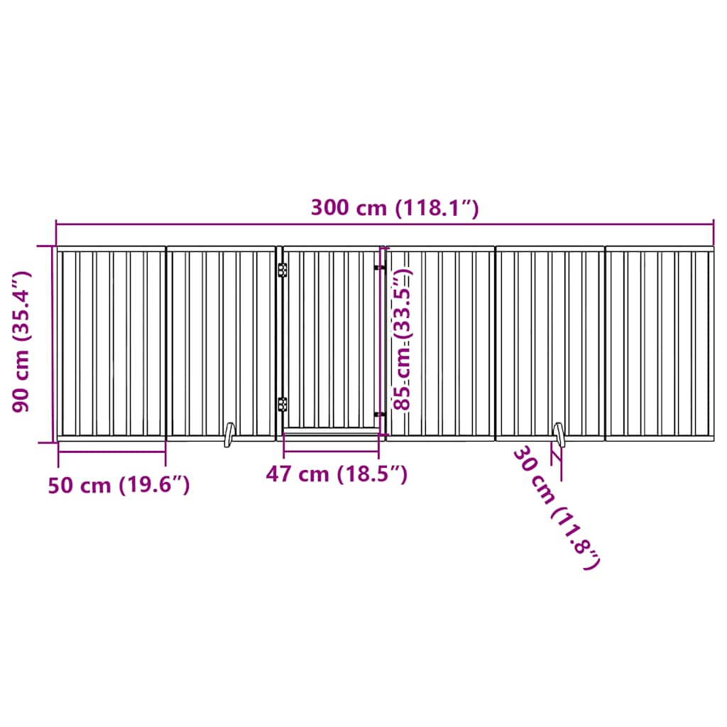 Vrata za pse s vratima sklopiva 6 panela 300 cm drvo topole