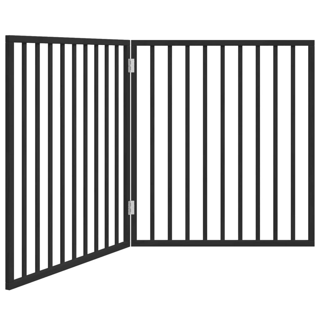 Sklopiva vrata za pse, 2 panela, crna, 160 cm, drvo topole