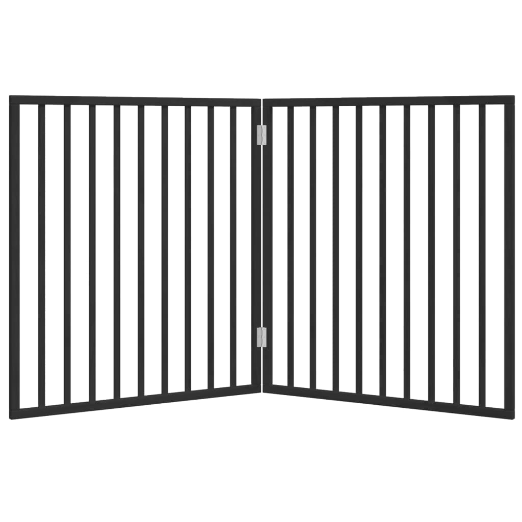 Sklopiva vrata za pse, 2 panela, crna, 160 cm, drvo topole