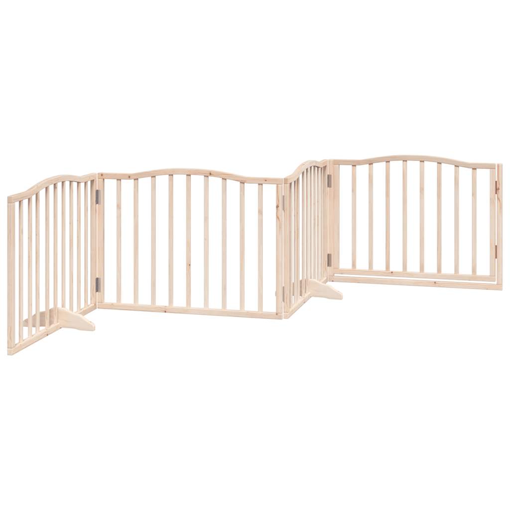 Vrata za pse s vratašcima 4 panela sklopiva 320 cm drvo topole Smeđa 80 x 60 x 2 cm