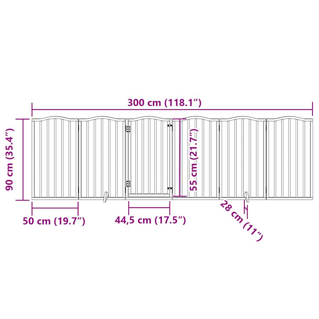 Vrata za pse s vratašcima 6 panela sklopiva 300 cm drvo topole