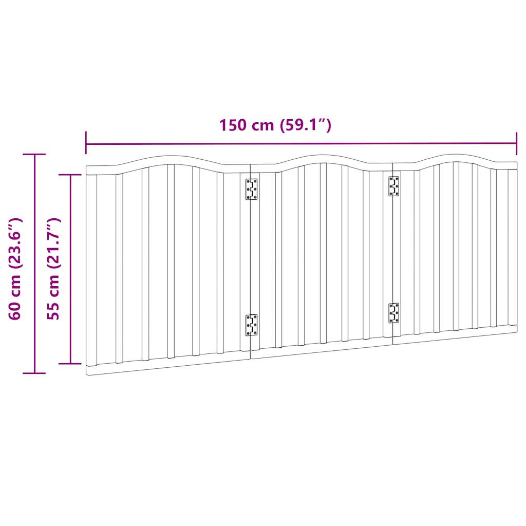 Vrata za pse s 3 panela sklopiva crna 150 cm od drva topole