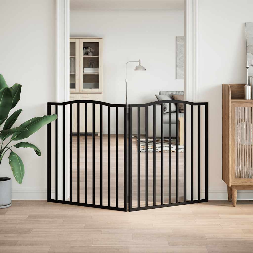 Vrata za pse s 2 panela sklopiva crna 160 cm od drva topole