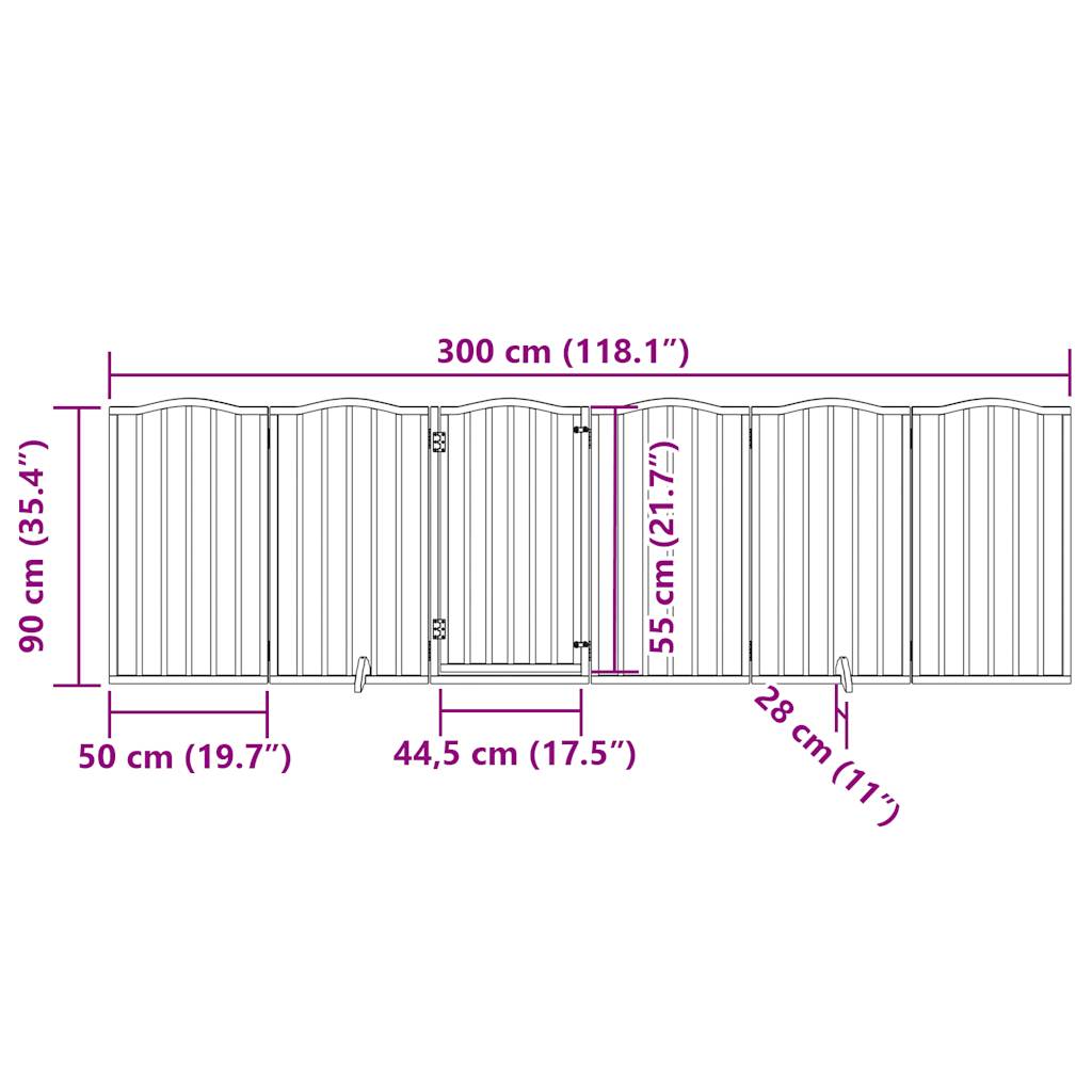 Vrata za pse s vratašcima 6 panela sklopiva 300 cm drvo topole