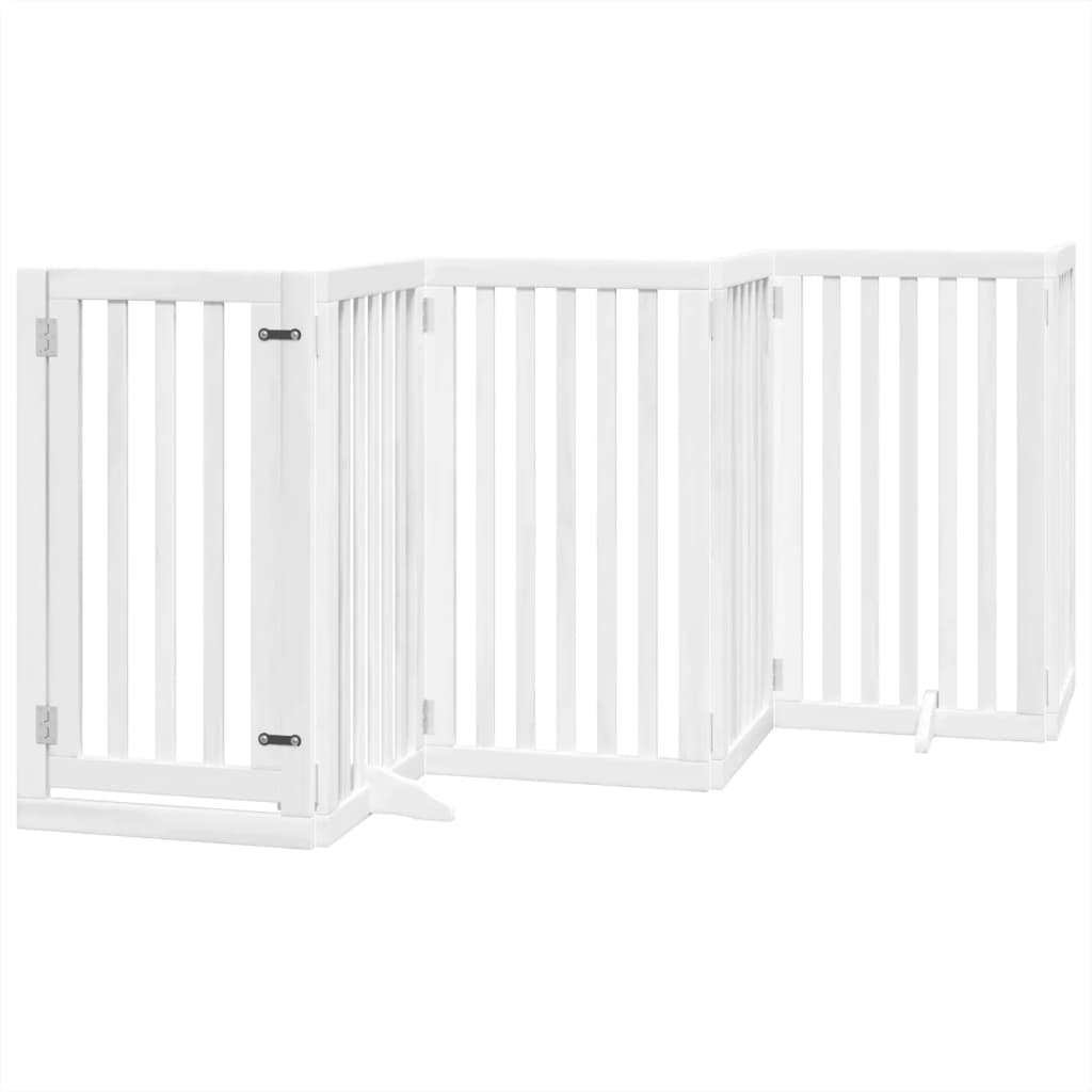 Vrata za pse s vratašcima 6 panela sklopiva 300 cm drvo topole Bijela 50 x 90 x 2 cm