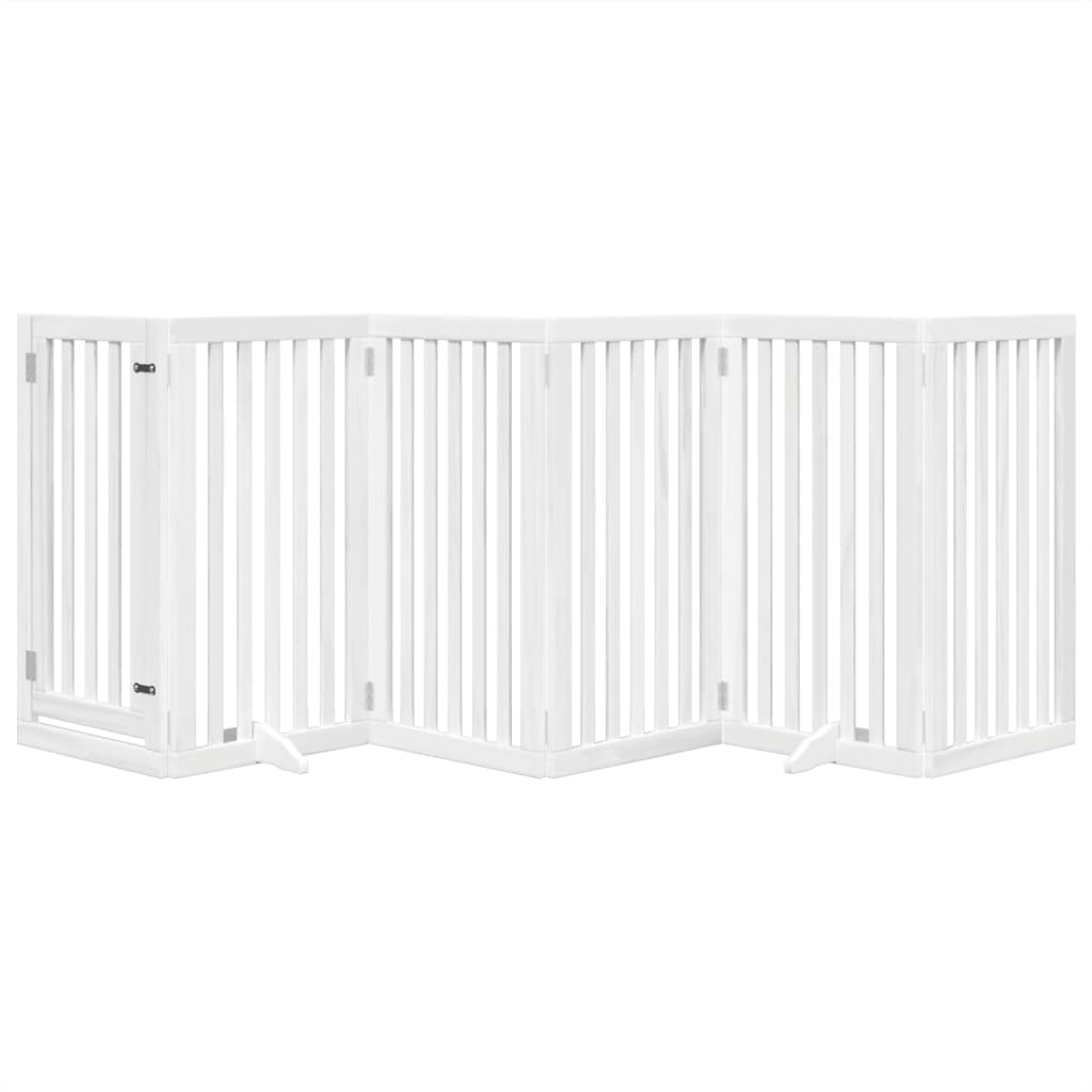 Vrata za pse s vratašcima 6 panela sklopiva 300 cm drvo topole Bijela 50 x 90 x 2 cm