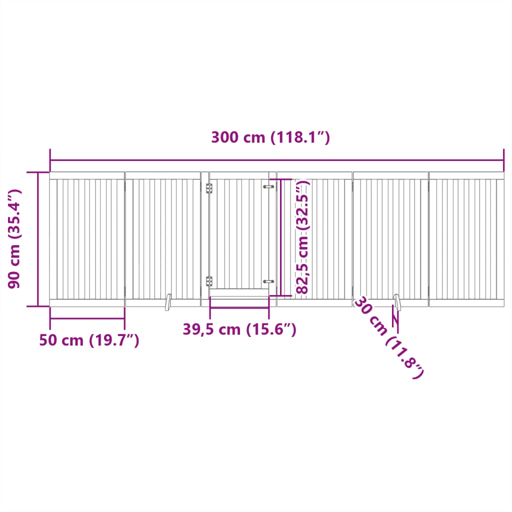 Vrata za pse s vratašcima 6 panela sklopiva 300 cm drvo topole
