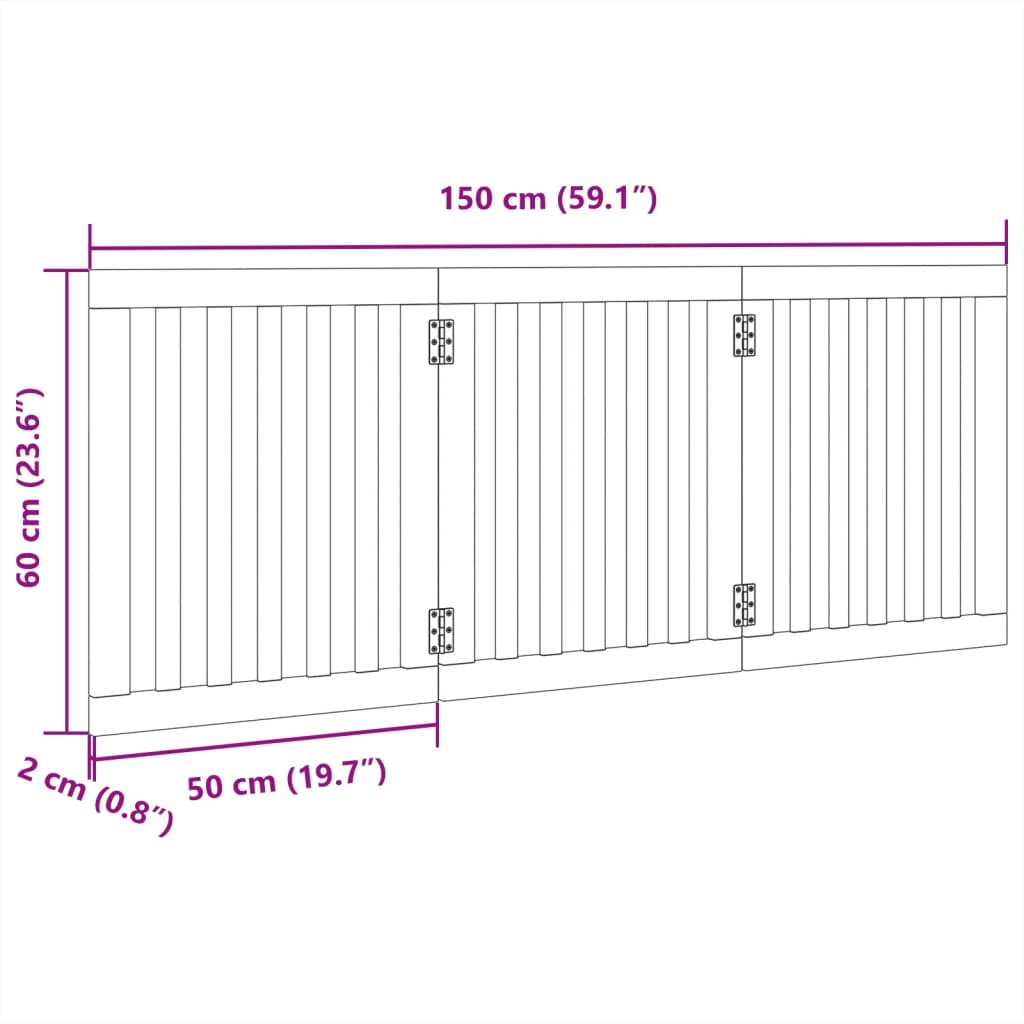 Vrata za pse s 3 panela sklopiva crna 150 cm od drva topole