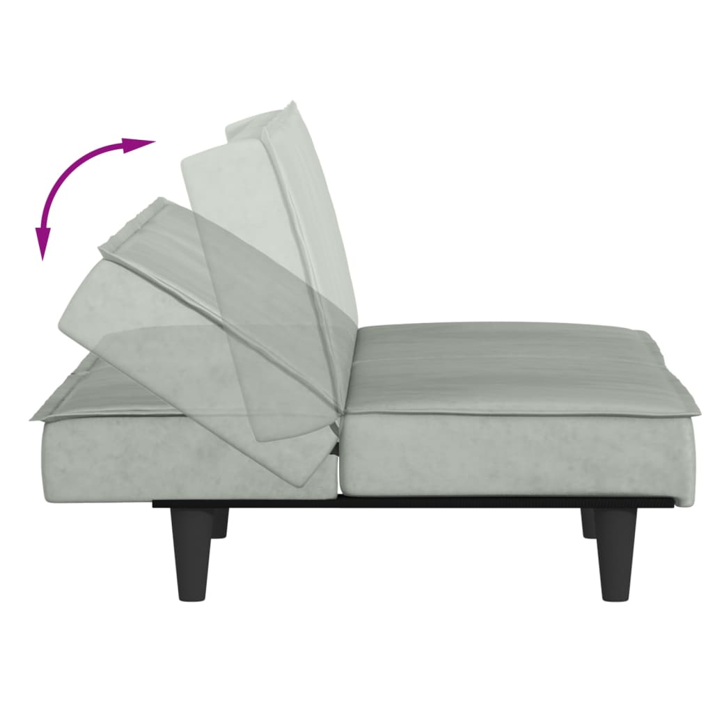 Kauč na razvlačenje svjetlosivi baršunasti